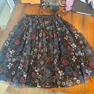 LC Lauren Conrad Black Pink Pleated A-Line Midi Skirt Snow White Disney
